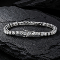 Collier et bracelet tennis en acier inoxydable 316L avec moissanite, plaqué PVD, serti griffes, pour soirée et usage quotidien