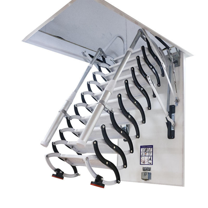 Telescopic Attic Ladder - Electric Loft Stairs with Handrail