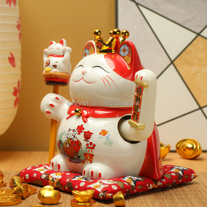 Vente en gros de chat porte-bonheur japonais Elvis Maneki Neko en céramique de 9 pouces pour la décoration de la maison et le Nouvel An chinois-Style ange - Product Image 4