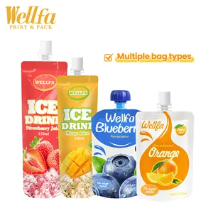 BPA Free Custom Printed Reusable Doypack Juice Beverage Organic Fruit Puree Squeeze Refill Packaging Bag Baby Food Spout Pouch