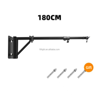 Support mural flexible en aluminium réglable de 180 cm avec bras articulé, base triangulaire, étanche, antichoc, pour anneau lumineux portable et rotatif