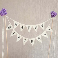 Joyeux anniversaire gâteau décoration papier lin bannière Double face coloré gâteau Toppers décorations