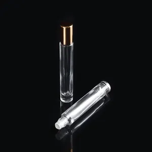 Parfums 空香水雾化器 1 盎司平玻璃瓶金滚筒 10毫升 Decant 香料瓶