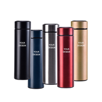 Bouteille d'eau isotherme moderne minimaliste noire mate en acier inoxydable à double paroi, gourde de voyage, tasse à café