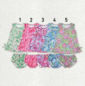 Conjunto de 2 Piezas de Vestido Floral y Pantalones Cortos de Verano para Bebés Niñas, Casual, de Manga Corta, Ecológico, de Seda de Leche Suave - Product Image 1