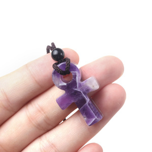 Fashion Religion Egyptian <strong>Ankh</strong> Necklace Cross Charm Pendant Crystal Agate Natural Stone Necklace <strong>Jewelry</strong> - Product Image 2
