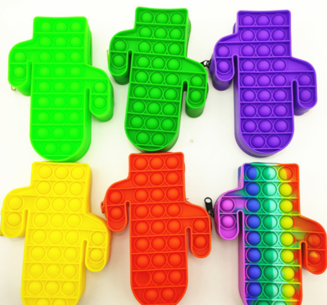 2021 Amazon Hot Selling Stress Relief Cactus Pop Fidget Pencil Bag Zipper Push Bubbles Pencil Case