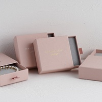 Boîte à bijoux en papier de luxe rose doré PandaSew avec logo personnalisé, pour bracelet, pendentif, bague, cadeau, 1200g