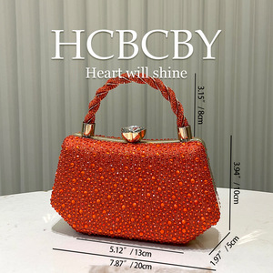 Glittering <strong>Orange</strong> Double-Side Rhinestone <strong>Clutch</strong> - Elegant Women's Evening <strong>Bag</strong> for Parties &amp; Events - Product Image 6