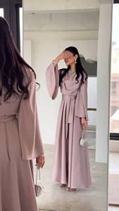 Vestido <span class=keywords><strong>Maxi</strong></span> Loriya de Tela Elegante y Lujosa, Abaya Musulmana, Ropa Islámica Modesta para Eventos Semi-Formales de Noche y de Día - Product Image 4