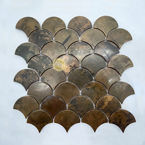 Chất lượng cao Antique đồng-cái nhìn kim loại Gạch Mosaic hình quạt trang trí nội thất Tường vàng/Tím kết thúc cho khách sạn biệt thự nhà - Product Image 3