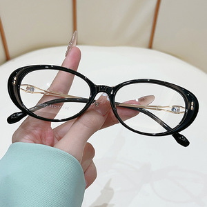 Monturas de gafas vintage con forma de ojo de gato, montura completa, color sólido, ligeras, anti UV, gafas para mujer 52-17-140 - Product Image 2