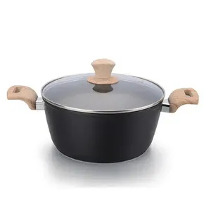 Tùy chỉnh màu sắc nhà nấu ăn súp & chứng khoán chậu Sauce Pan Fry Pan không dính Cookware Set với Tempered Glass Nắp - Product Image 4