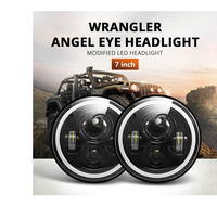 Phares LED ronds JHS Factory Wholesale Halo Angle Eyes DRL 7 pouces 12V 30W pour Jeep Offroad Wrangler Moto