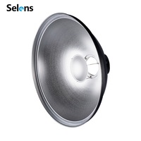 Réflecteur Selens 42 cm (16 pouces) argenté type Beauty Dish avec grille nid d'abeille pour flash de studio photo