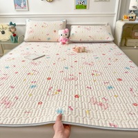 Nouvel été imprimé moderne simplicité respirant glace Latex drap de lit confortable peau amical tapis de refroidissement trois pièces ensemble