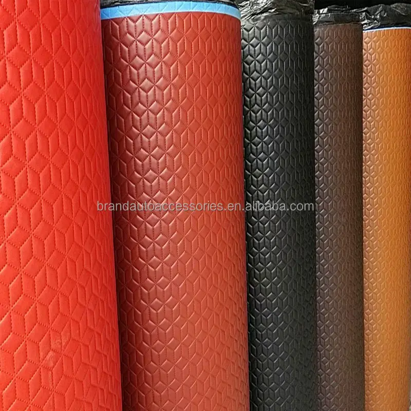 Car Interior Non-Slip Bottom Polyurethane Foam Embroidery Seat Stitching Leather For Car Seats