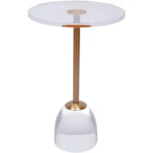 Luxury Acrylic End Table 21.5 Inch Tall Clear Thickened Small Side Table with Solid Acrylic Base Simple Style for Bedroom