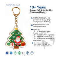 Porte-clés en acrylique personnalisé OEM, mignon, de Noël, avec logo UV personnalisé, breloques shaker photo, découpé au laser, Père Noël, en gros, promotionnel pour entreprises et fêtes