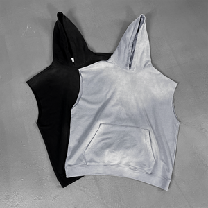 Sweat-shirt unisexe sans manches en coton éponge 100% 380 GSM, lavage à l'acide, broderie printemps-été, sweat-shirt sans manches pour homme - Product Image 6