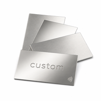 Carte de visite en métal personnalisée en gros, vierge, en acier inoxydable poli miroir, gravée au laser, prête pour la puce NFC, pour cadeau d'entreprise