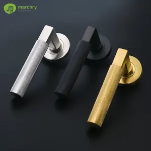 Black Stainless Steel modern interior door handle luxury square rose gold black door knurled door lever handle for bedroom