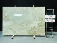 Carreaux muraux en onyx vert rétro-éclairé de haute qualité dalle en onyx translucide de comptoir vert poli pour dessus de table à manger et table basse