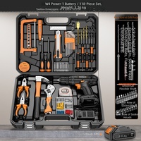 Kit de Herramientas Portátil para Taller Automotriz, 118 Piezas, Versátil, para Mantenimiento, Bricolaje, Carpintería, Herramientas Manuales y Eléctricas para Hogar y Oficina