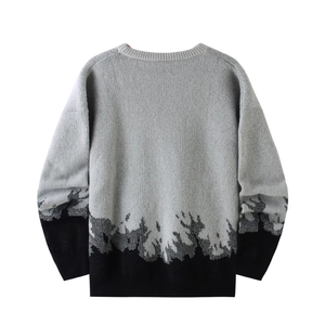 Pull tricoté décontracté chaud pour homme automne-hiver, motif 3D, coupe ample, col anti-boulochage, logo personnalisé sur le devant, 12GG 100% - Product Image 1