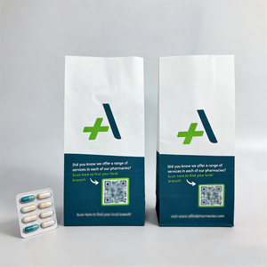Sac de <span class=keywords><strong>pharmacie</strong></span> <span class=keywords><strong>en</strong></span> papier kraft blanc brun avec logo personnalisé imprimé sur ordonnance médicale - Product Image 2