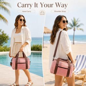 Sac de voyage cylindrique en maille résistant au sable, sac de plage portable à séchage rapide pour l'été, sac à bandoulière, mini sac de voyage, sac de plage avec sangle détachable - Product Image 4