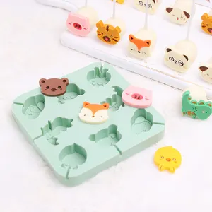 Vente en gros petite gelée de lait ours coq dinosaure sucettes modèle en silicone sucette moule à bonbons avec bâtons