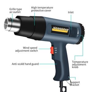 Souffleur d'air chaud professionnel Jsfanstar 2000W <span class=keywords><strong>électrique</strong></span> pour <span class=keywords><strong>pistolet</strong></span> <span class=keywords><strong>thermique</strong></span> pour film rétractable pour projets de bricolage - Product Image 3