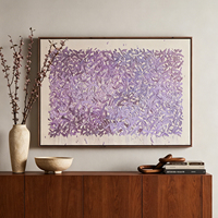 Peinture sur toile Wabi Sabi abstraite Art Déco, feuille violette, texture épaisse, faite à la main, décoration murale suspendue pour entrée de villa