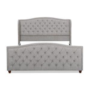 DB Marcella Silver Grey Polyester Upholstered Shelter Headboard <b>Bed</b> Set Soft King and <b>Queen</b> <b>Size</b> Bedroom Furniture - Product Image 6