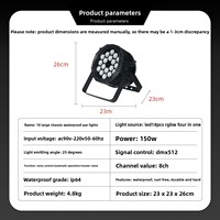 Projecteur de scène LED RGBW 18x IP65 étanche, 4-en-1, haute fidélité des couleurs CRI 90, contrôle DMX512, batterie rechargeable, pour mariages et bars