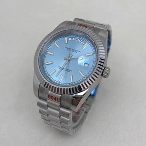 Montre pour homme de 41 mm avec lunette cannelée, cadran vert lumineux avec index en forme de bâtonnets, verre saphir, compatible avec le mouvement 8285 - Product Image 3