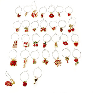 Fruit Series Wine Glass Rings Metal Red Hanging Buckles For Party Valentine'S Day 40-60 Pcs - Product Image 1