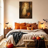Affiche murale en toile mignonne pour Halloween, impressions fantaisistes de fantômes, citrouilles et sorcières, décorations vintage pour chambre d'enfant et maison de vacances