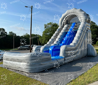 Château gonflable aquatique extérieur avec toboggan aquatique, motif palmier, qualité commerciale, pour piscine