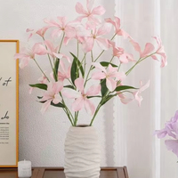 Peinture à l'huile artistique, orchidée flamboyante, fleurs artificielles, bouquet de mariage, arrangement en vase en soie rose, décoration de la maison, plantes artificielles