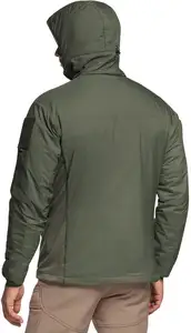 Men's Insulated Hooded Tactical Jacket Lightweight Mid-Layer Warm Hoodie Water Resistant Full Zip Hiking Work Coat