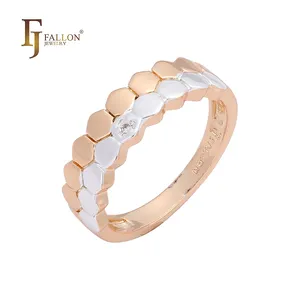 F93201522 FJ Fallon Fashion Jewelry Double Honey Cone Rows Fashion Rings Plated In Rose Gold Two Tone Brass Based