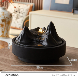 Fontana Scultorea Nera a Cascata da Tavolo in Resina, Decorazione Zen Moderna per Scrivania, Arte per Arredamento Casa, Ornamenti e Regali - Product Image 3