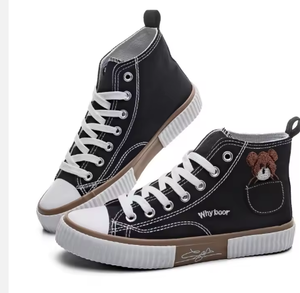 Chaussures tendance montantes en toile blanches respirantes avec poche et motif ours pour femme - Product Image 3