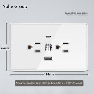 Prise murale américaine grande taille 220V avec USB Type C à charge rapide, interrupteur inclus - Product Image 2
