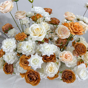 Al por mayor, colores personalizados, camino de mesa floral de tela de seda ecológica con rosas, arreglo floral para suelo, graduación, Pascua - Product Image 5