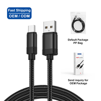 Cable de Carga Schitec al por Mayor, 1m 2m 3m 2.4A, Cable USB de Aleación de Aluminio Trenzado de Nailon para Carga de Energía