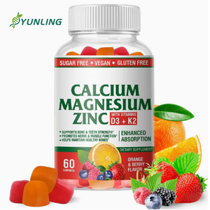 Gummies Premium Calcium Magnésium Zinc avec Vitamine D3 K2, Sans Sucre, Végétaliennes, à Croquer pour la Force et l'Absorption Osseuse - Product Image 1