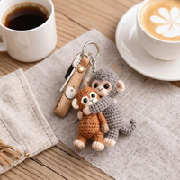 Porte-clés singe en crochet fait main en gros, pendentif animal mignon en peluche pour sac, sac à dos, décoration de voiture, cadeau